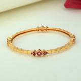 Exquisite Gold Plated Floral Ruby Stone Bangle - K Supreme