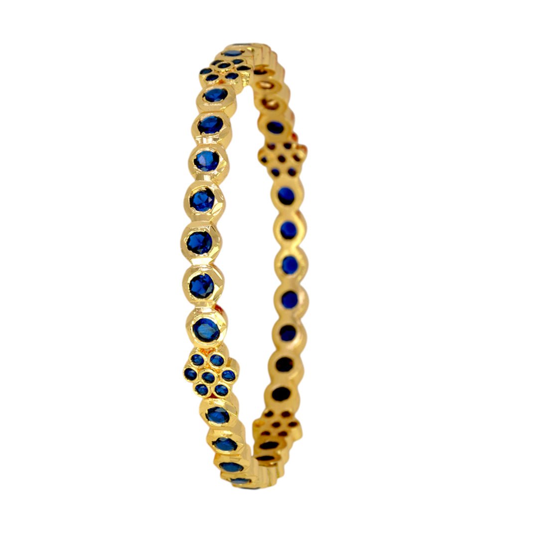 Exquisite Gold Plated Floral Stone Bangle - K Supreme