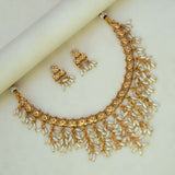 Exquisite Gold Plated Hanging Pearls Choker Set - K Supreme