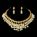 Exquisite Gold Plated Pearl Hanging Choker Necklace Set - KSupreme
