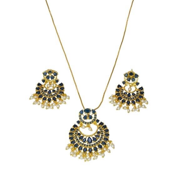 Exquisite Gold Plated Synthetic Stone Pendant Set - K Supreme