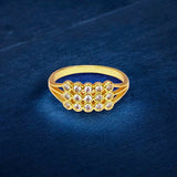 Exquisite Gold Plated Triple Band Cubic Zirconia Finger Ring - KSupreme