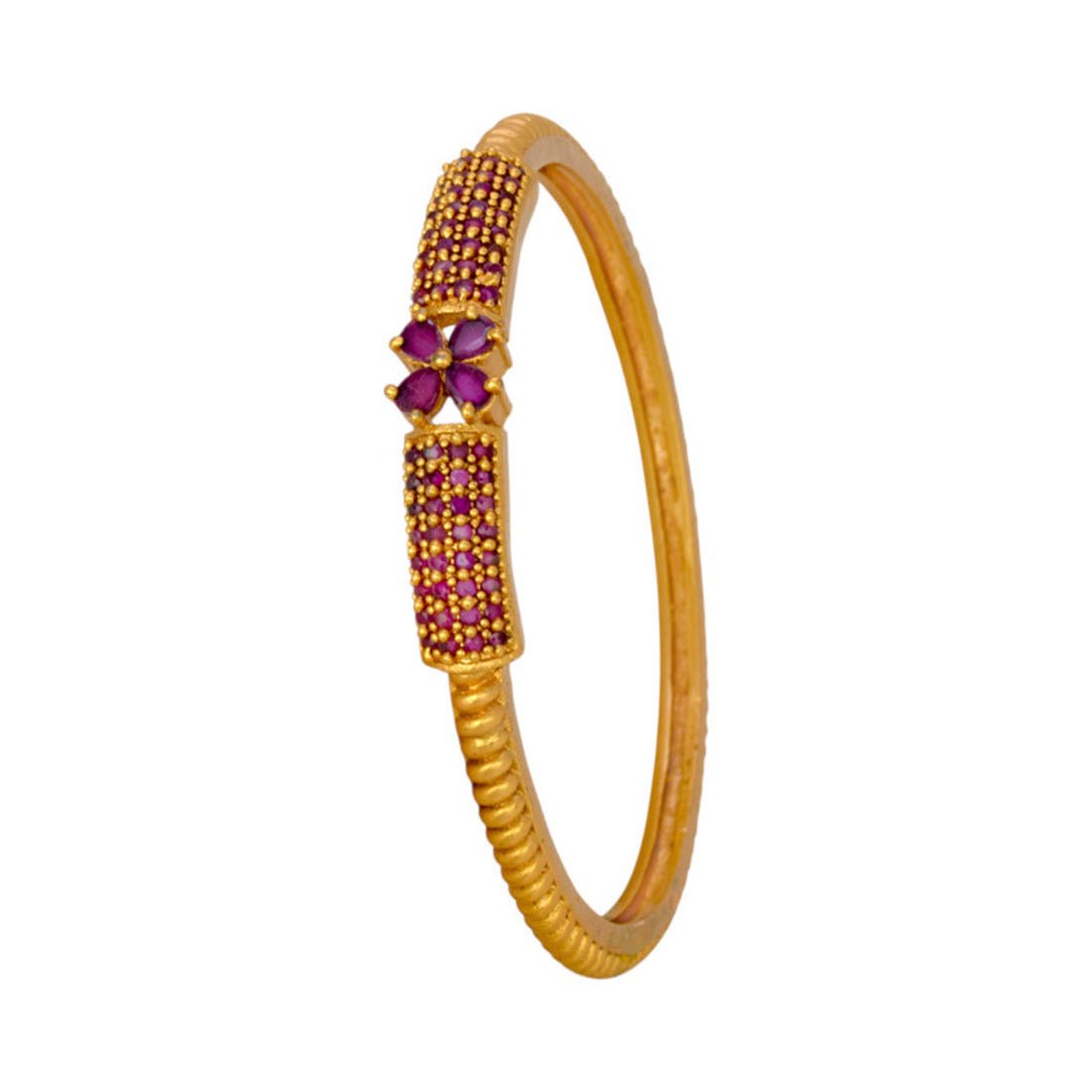 Exquisite Matte Gold Plated Ruby Designer Bangle - K Supreme