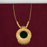 Exquisite South Indian Gold - Plated Green Enamel Pendant Necklace - KSupreme