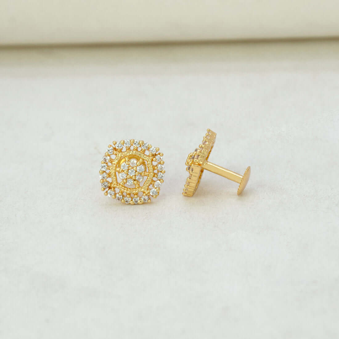 Fabulous Gold Plated Floral CZ Stud Earrings - K Supreme