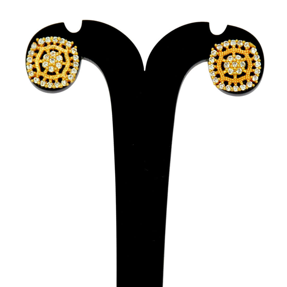 Fabulous Gold Plated Floral CZ Stud Earrings - K Supreme