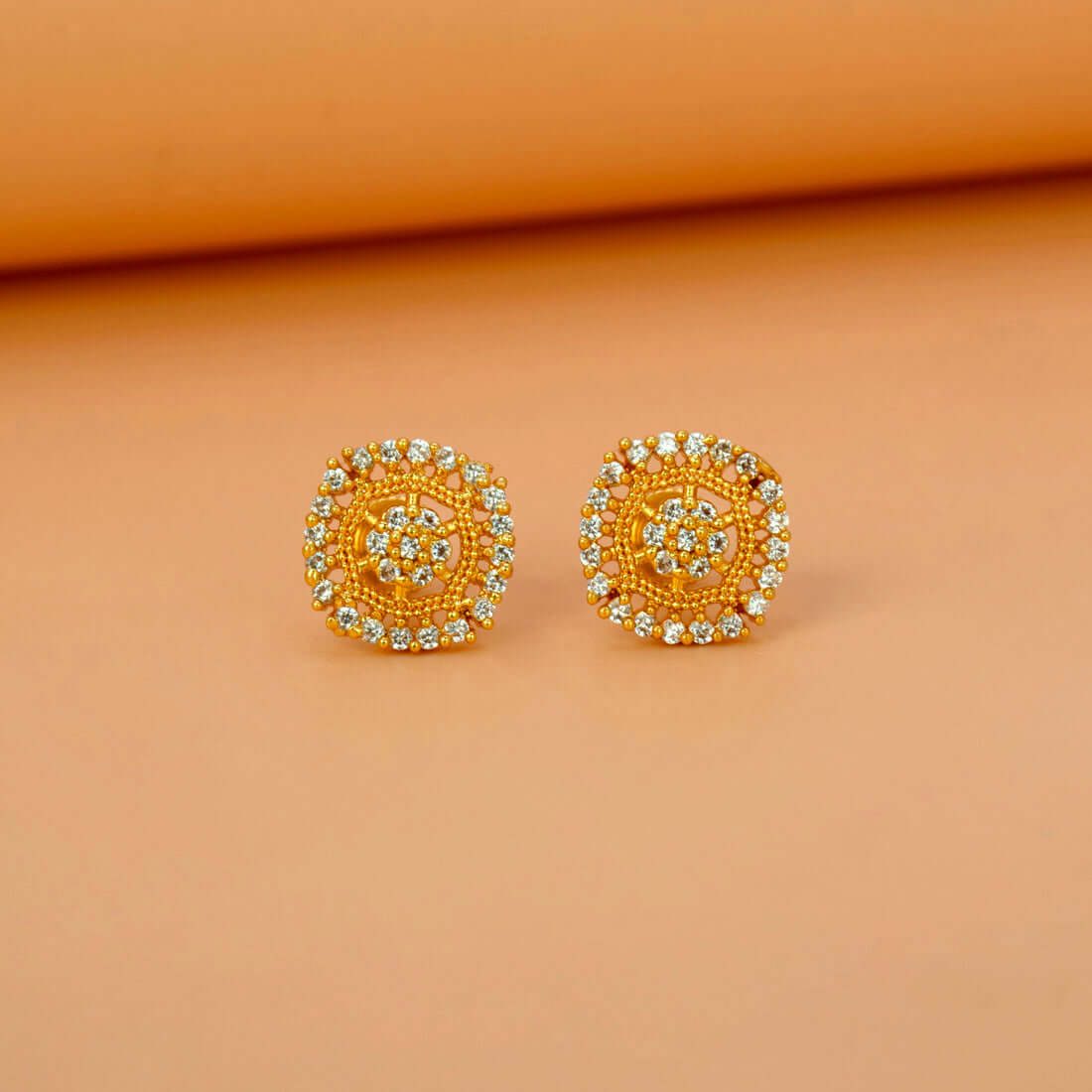 Fabulous Gold Plated Floral CZ Stud Earrings - K Supreme