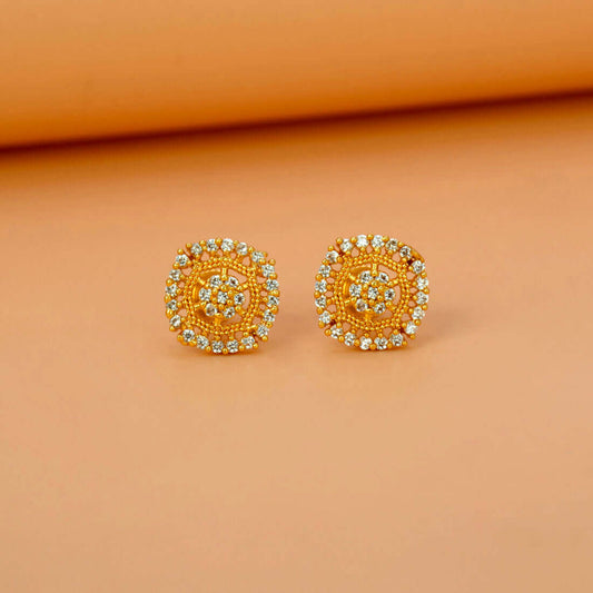Fabulous Gold Plated Floral CZ Stud Earrings - K Supreme