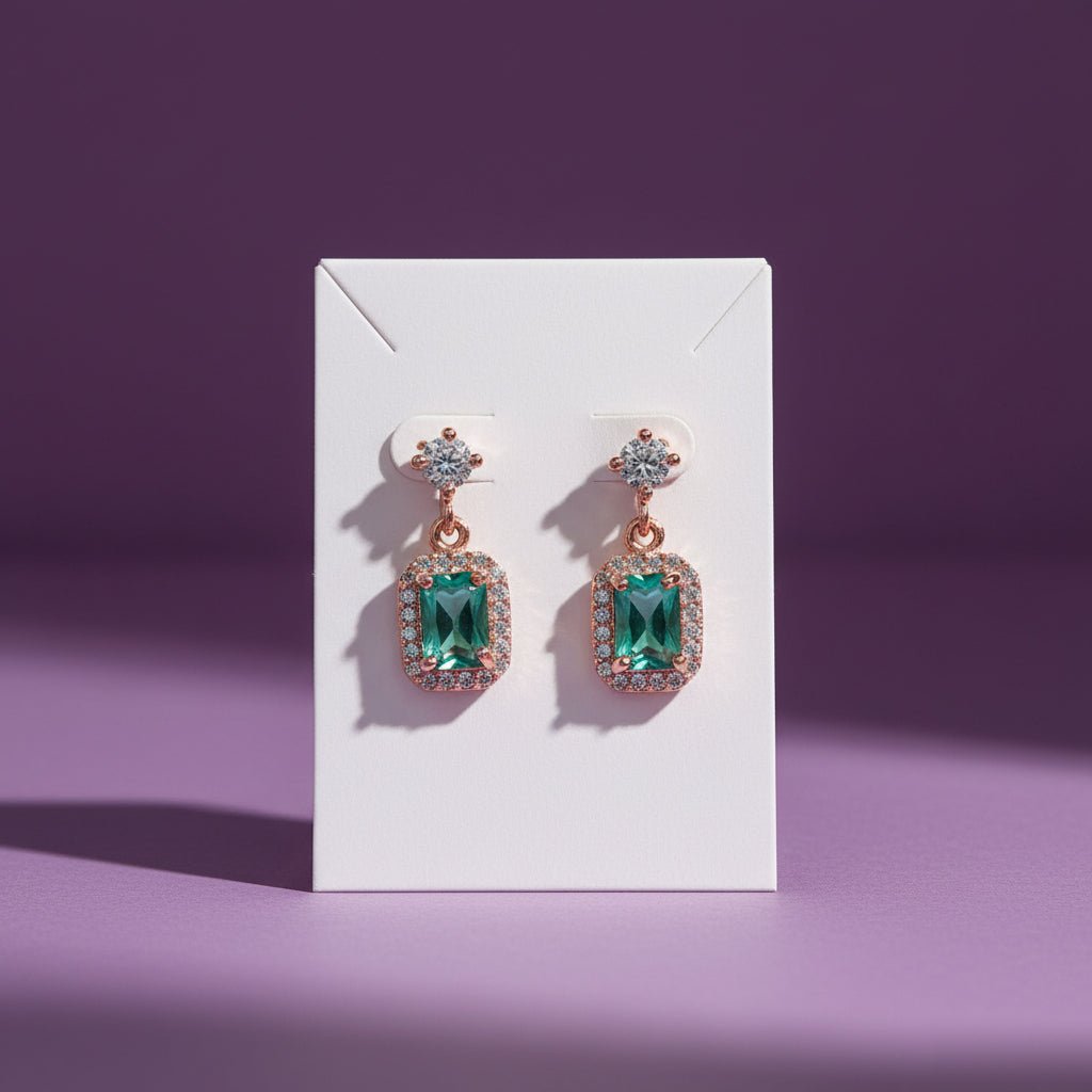 Fashionable CZ Square Stone Drop Earrings - K Supreme