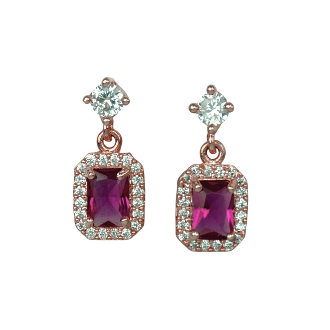 Fashionable CZ Square Stone Drop Earrings - K Supreme