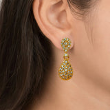 Fashionable Gold Plated Teardrop Stone Drop Earrings - K Supreme