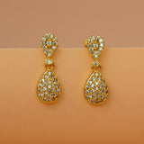 Fashionable Gold Plated Teardrop Stone Drop Earrings - K Supreme