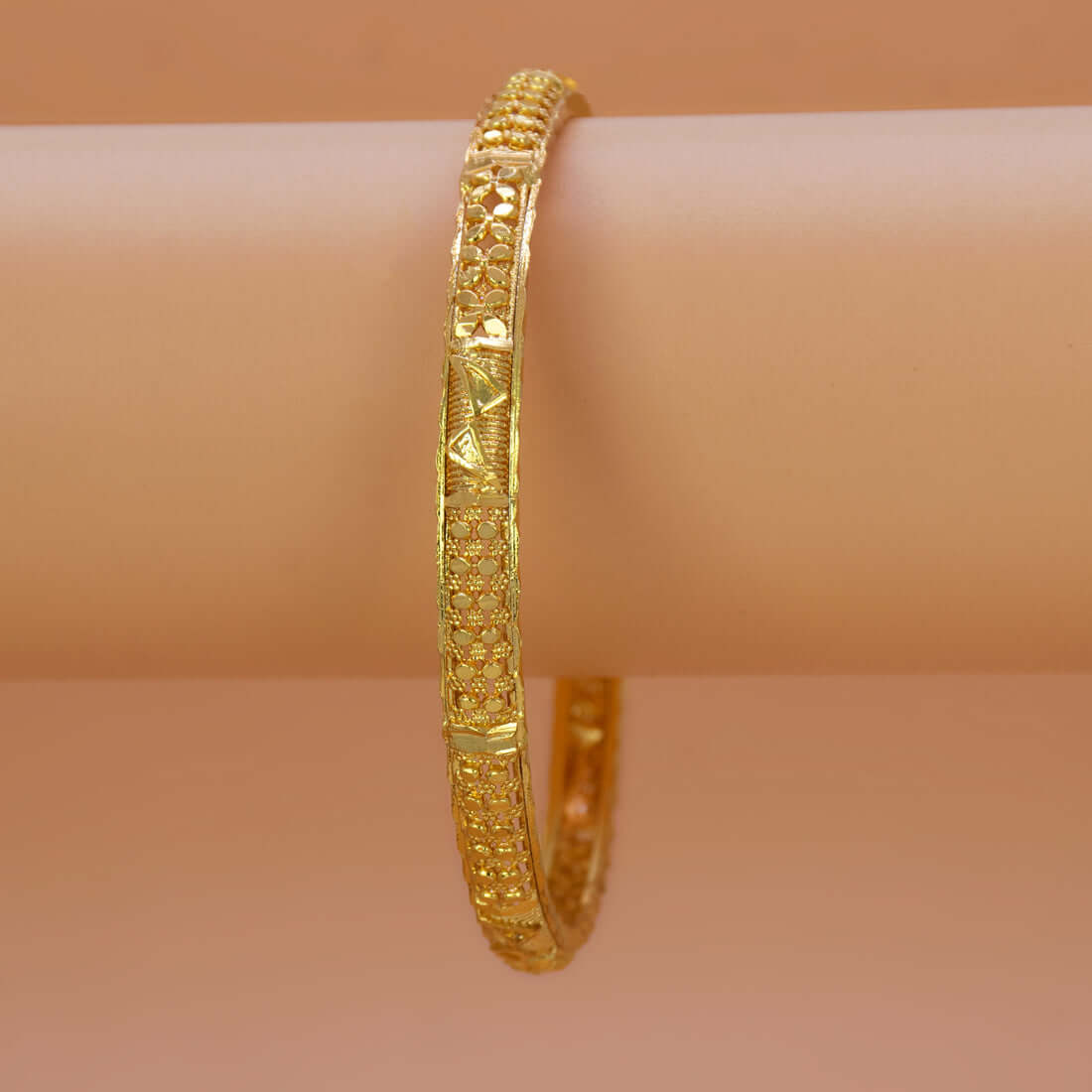 Floral Filigree Gold Plated Net Bangle - K Supreme