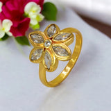 Floral Gold Plated Designer CZ Stone Ladies Finger Ring - KSupreme