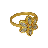 Floral Gold Plated Designer CZ Stone Ladies Finger Ring - KSupreme