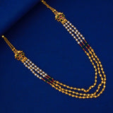 Floral Mugappu Pearls and Golden Designer Beads Layer Necklace - K Supreme