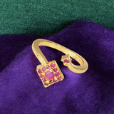 Gold Plated Alluring Two Jaw Ruby Finger Ring - KSupreme