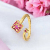 Gold Plated Alluring Two Jaw Ruby Finger Ring - KSupreme