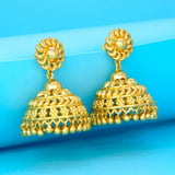 Gold Plated Big Floral Design Umbrella Jhumka Earrings - K Supreme