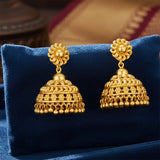 Gold Plated Big Floral Design Umbrella Jhumka Earrings - K Supreme