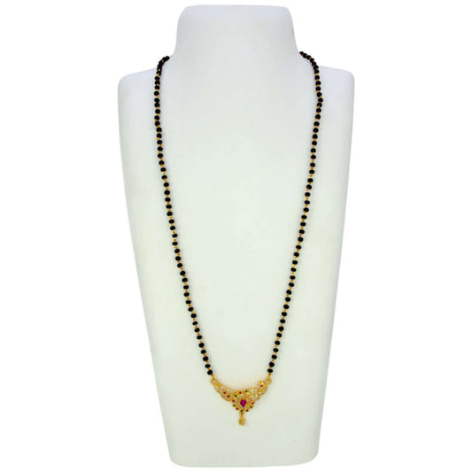 Gold Plated Black Beads CZ Peacock Pendant Chain