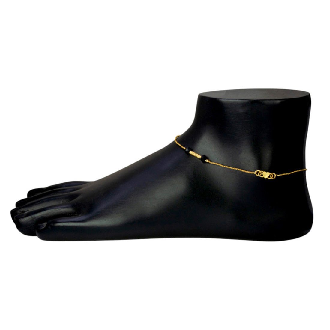 Gold Plated Black Crystal Designer Chain Anklets Payal - KSupreme
