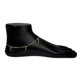 Gold Plated Black Crystal Hanging Box Chain Anklets - KSupreme