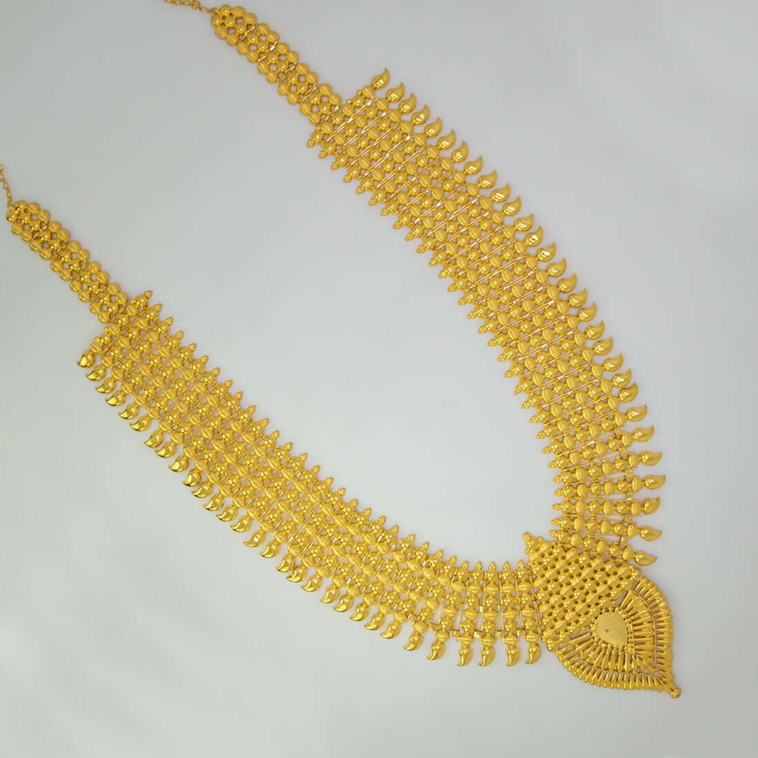 Gold Plated Broad Bridal Mango Long Necklace - K Supreme