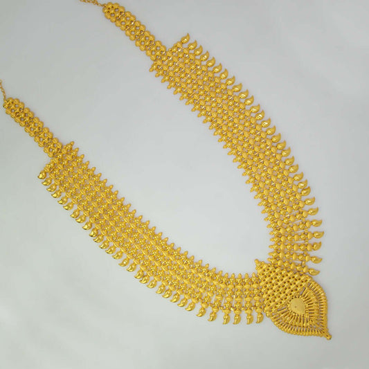 Gold Plated Broad Bridal Mango Long Necklace - K Supreme