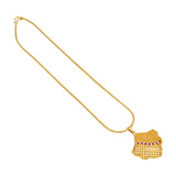 Gold Plated Designer Chain With Ruby CZ Matte Pendant