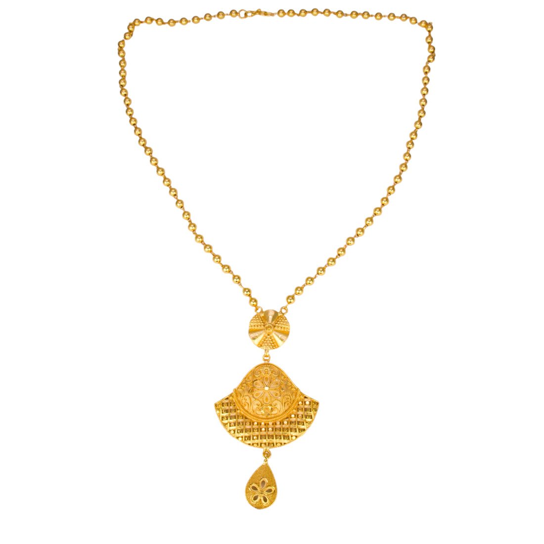 Gold Plated Designer Pendant Beaded Long Chain - KSupreme
