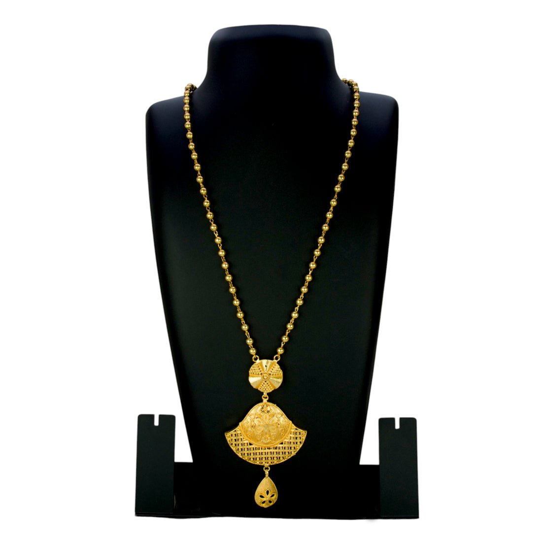 Gold Plated Designer Pendant Beaded Long Chain - KSupreme