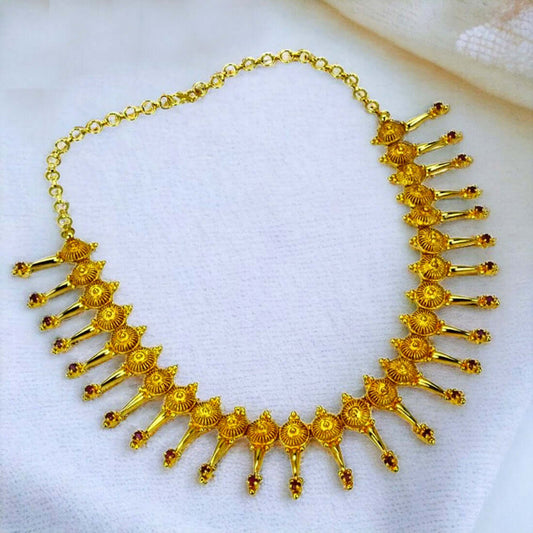 Gold Plated Dome Design Ruby Spike Choker - K Supreme