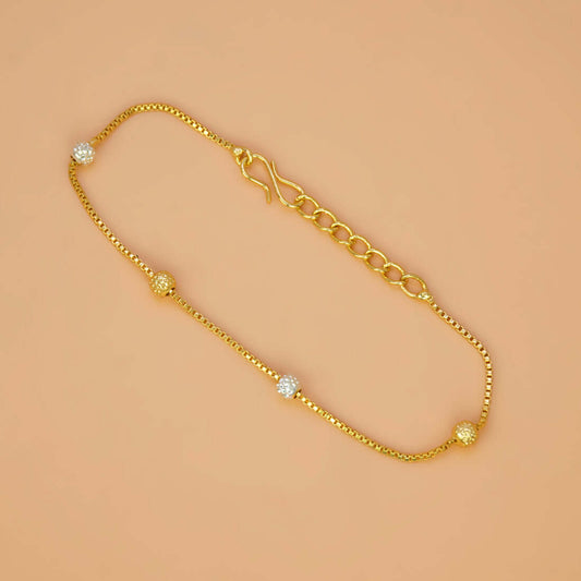 Gold Plated Dual Tone Bead Box Chain Bracelet - K Supreme