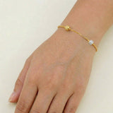 Gold Plated Dual Tone Bead Box Chain Bracelet - K Supreme