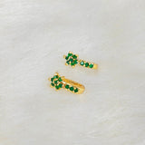 Gold Plated Emerald Stone Floral Second Studs/Nose Studs - KSupreme