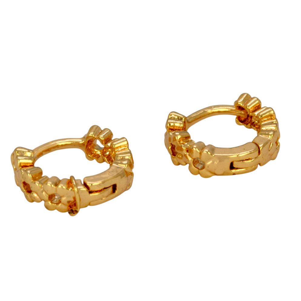 Gold - Plated Floral Hoop Earrings - K Supreme