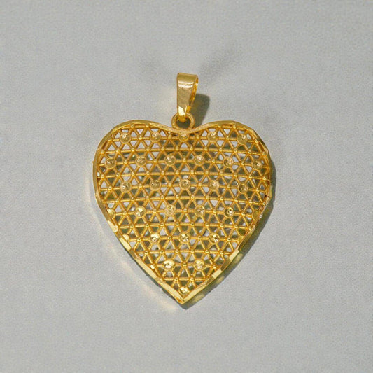 Gold Plated Intricate Design Net Heart Pendant - K Supreme