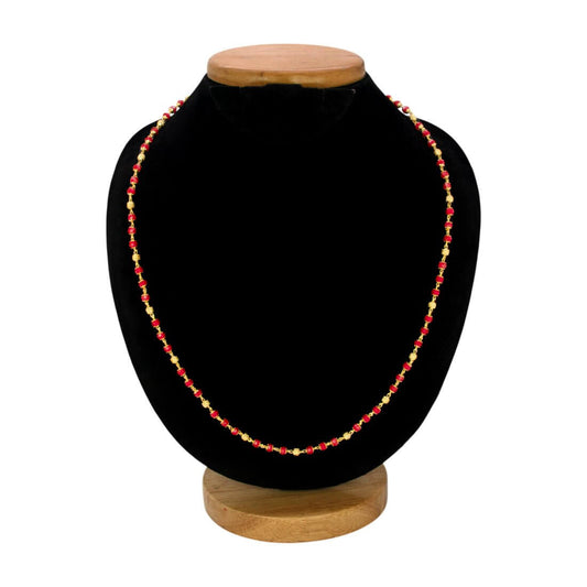 Gold - Plated Red Crystal Beaded Chain - K Supreme