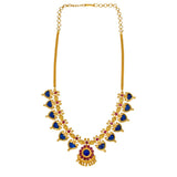 Gold Plated Ruby Stone Blue Palakka Necklace - KSupreme