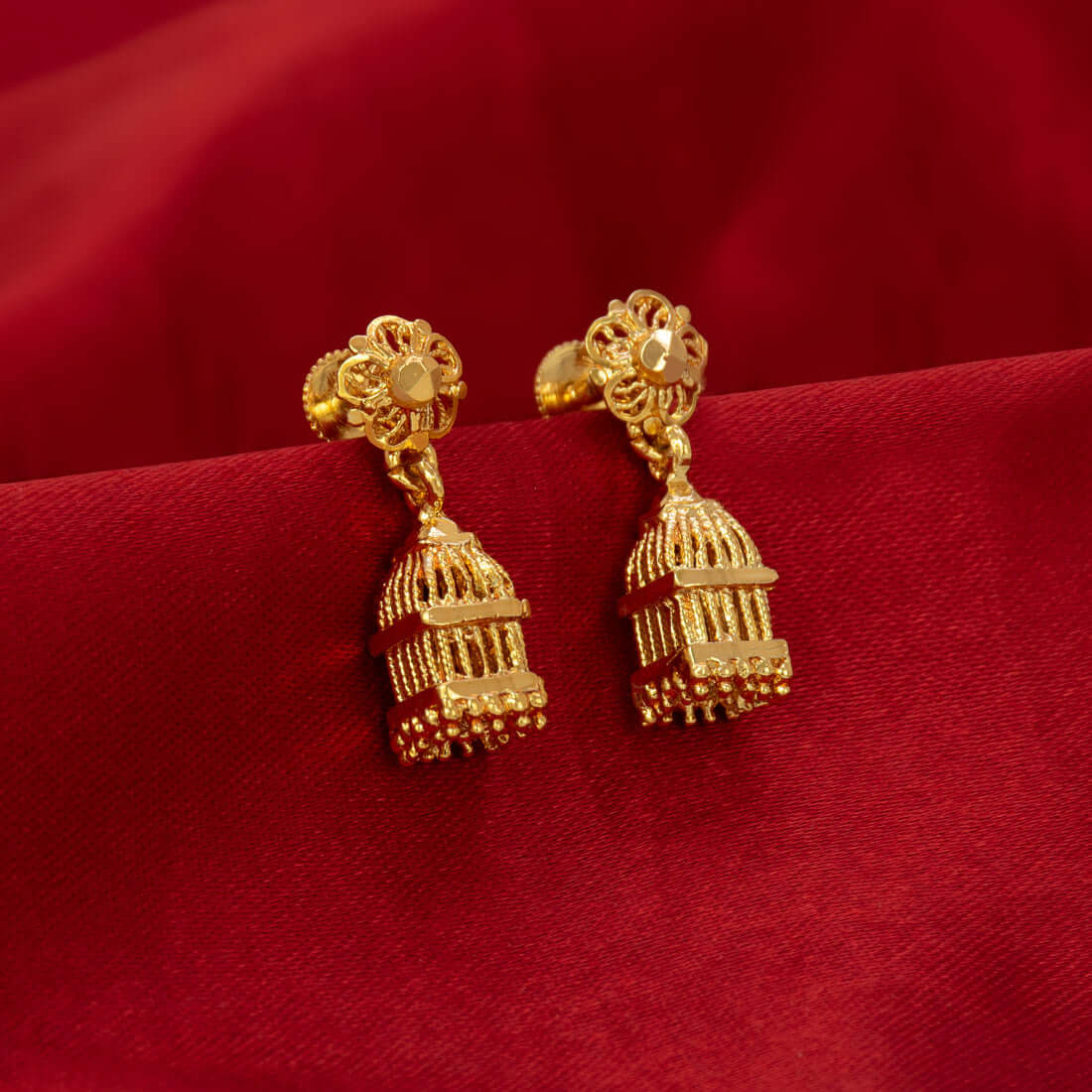 Gold - Plated Small Nest Jhumka Earrings - K Supreme