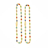 Gold Plated Square - Cut Multi - colour Stone Anklets - KSupreme
