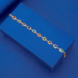 Gold-Plated Square-Cut Multi-colour Stone Bracelet