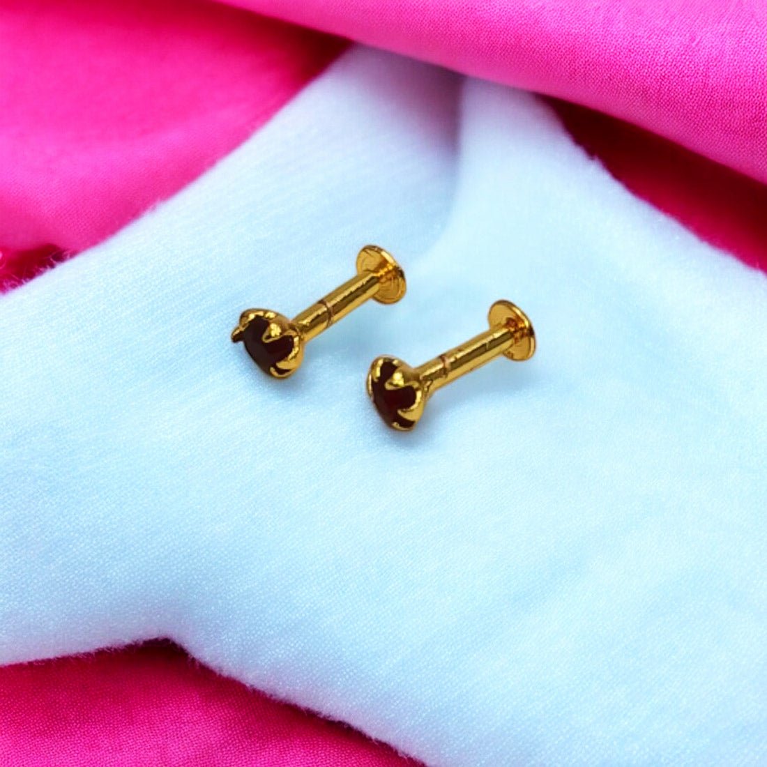 Gold Plated Stone Kids stud Second Stud Nose stud - KSupreme