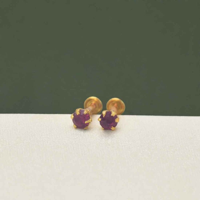 Gold Plated Stone Kids stud Second Stud Nose stud - KSupreme