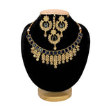 Gold Plated Stylish Square Cut Stone Necklace Set - K Supreme