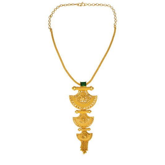 Gold Plated Three - Step Classic Design Pendant Chain Necklace - KSupreme