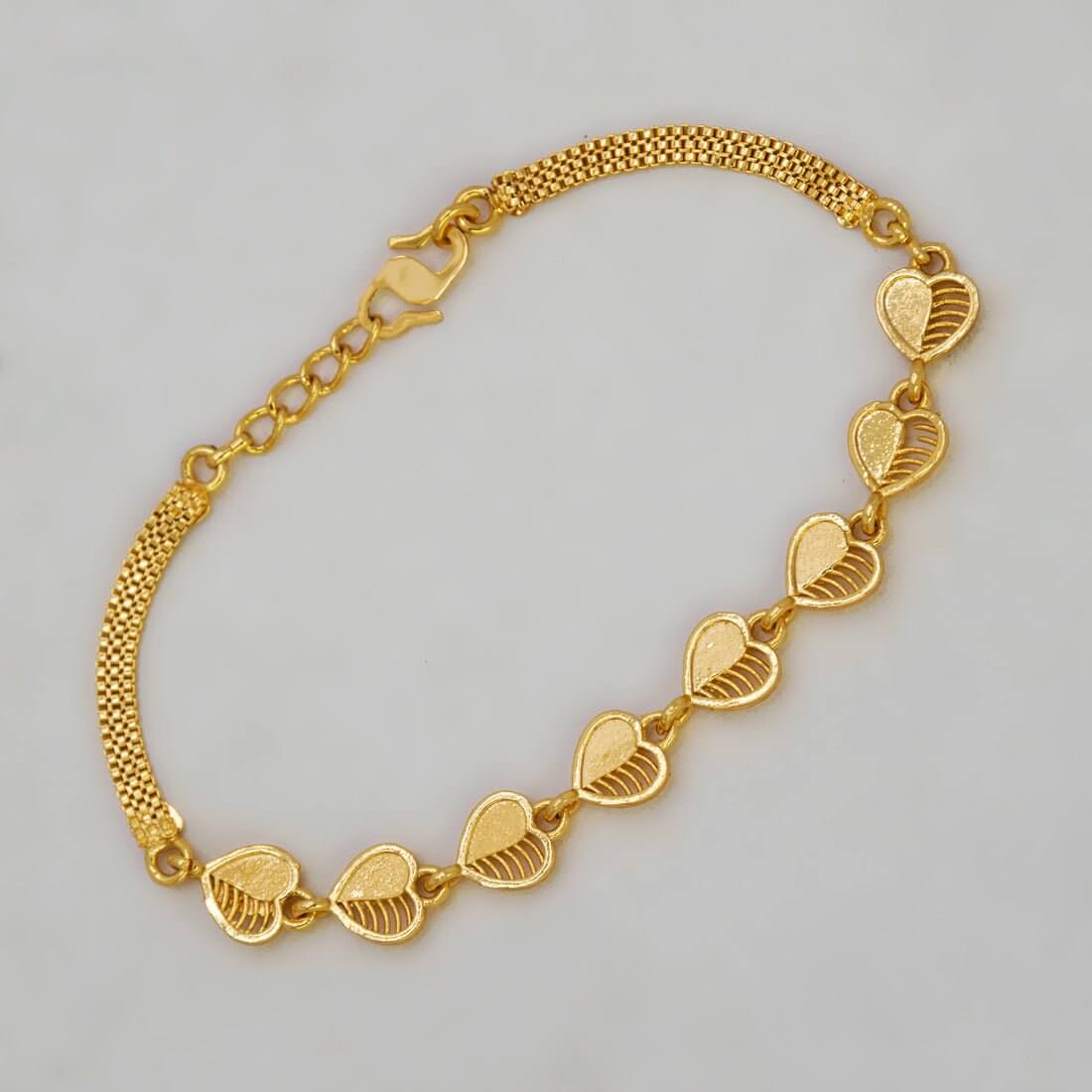 Gold - Plated Triple Box Chain Heart Bracelet - K Supreme