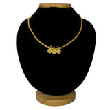 Gold Plated Triple Head Kasu/coin With Ruby Stone Necklace - KSupreme