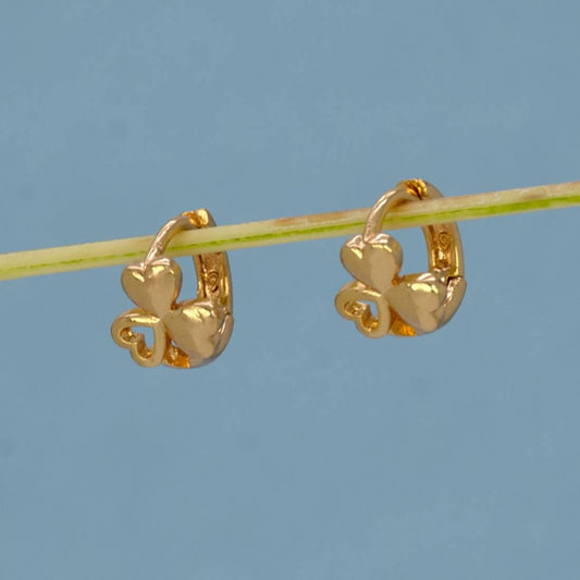 Gold Plated Triple Heart Hoop Earrings for Girls - K Supreme